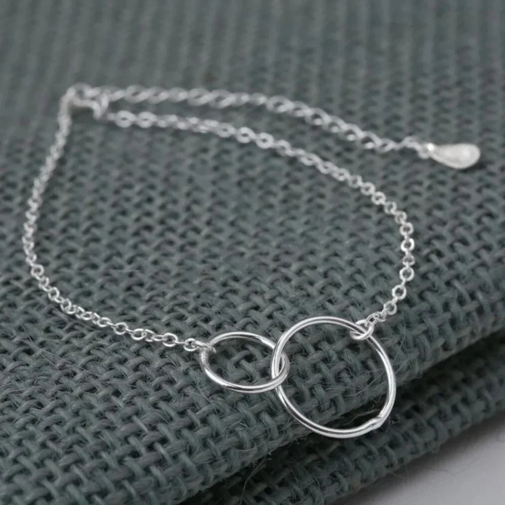 Sterling Silver Dainty Link Circle Bracelet Anklet